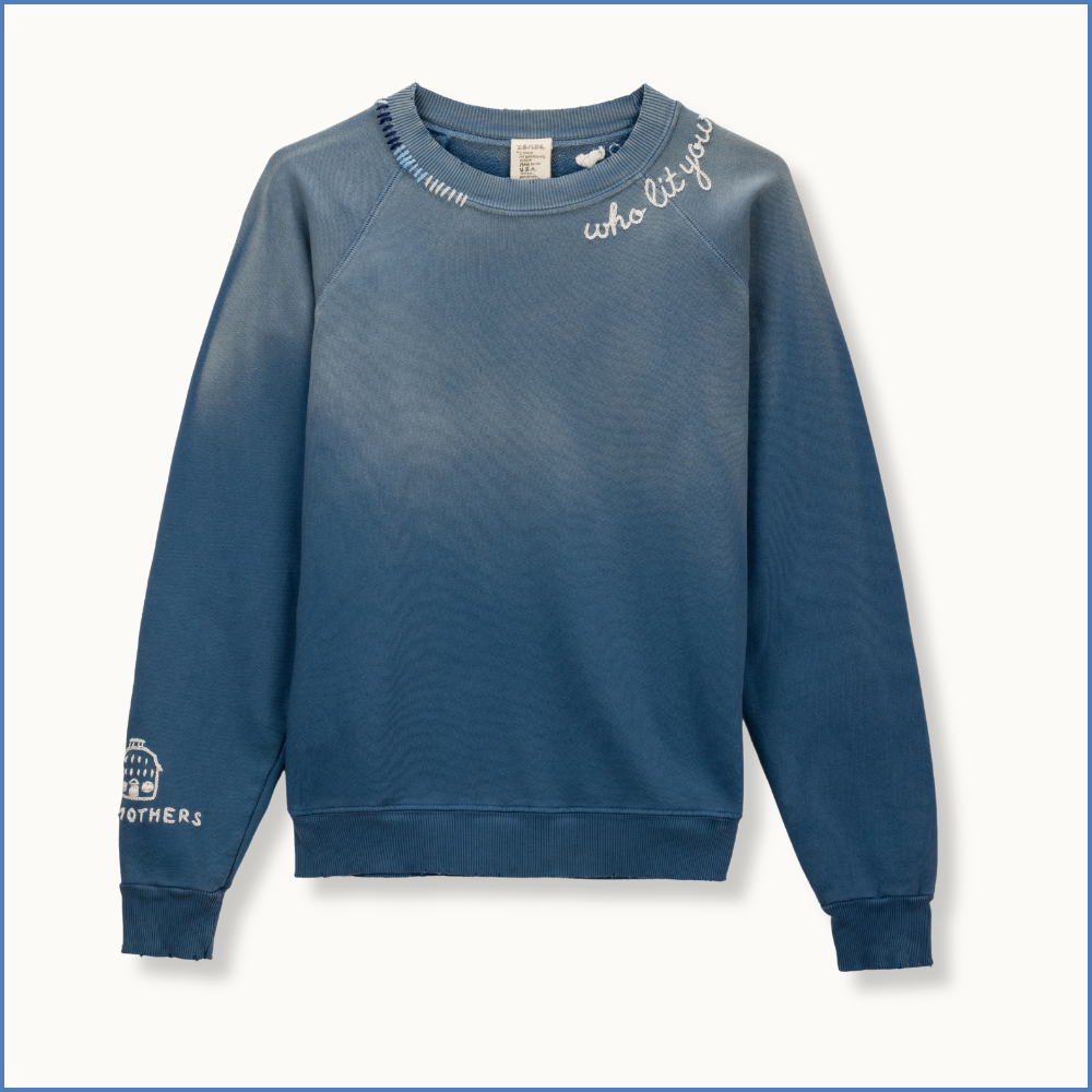 I Stole My Boyfriend's Shirt Embroidered Crewneck — Skywash