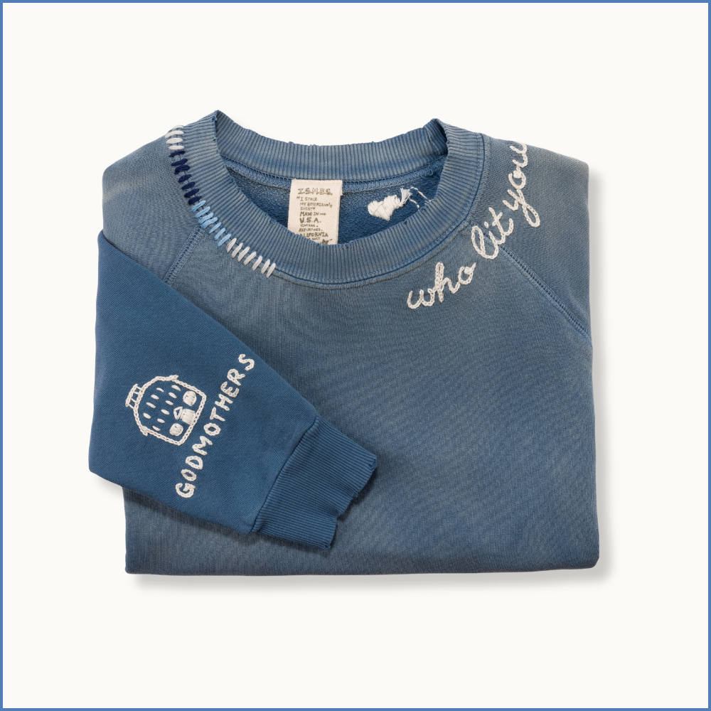 I Stole My Boyfriend's Shirt Embroidered Crewneck — Skywash