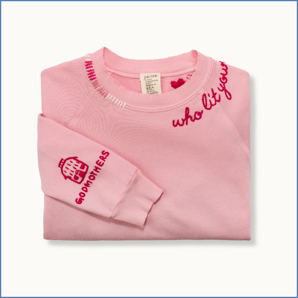 I Stole My Boyfriend's Shirt Embroidered Crewneck — Pink
