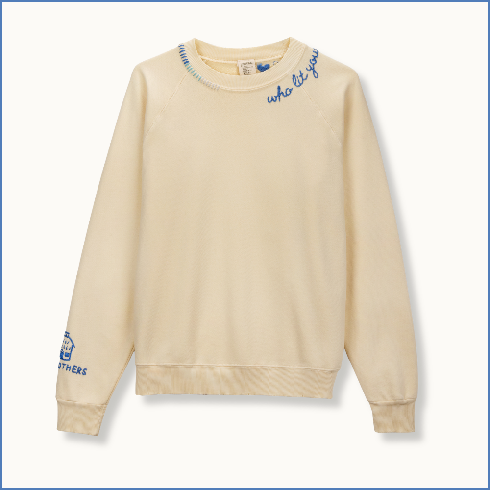 I Stole My Boyfriend's Shirt Embroidered Crewneck — Coconut