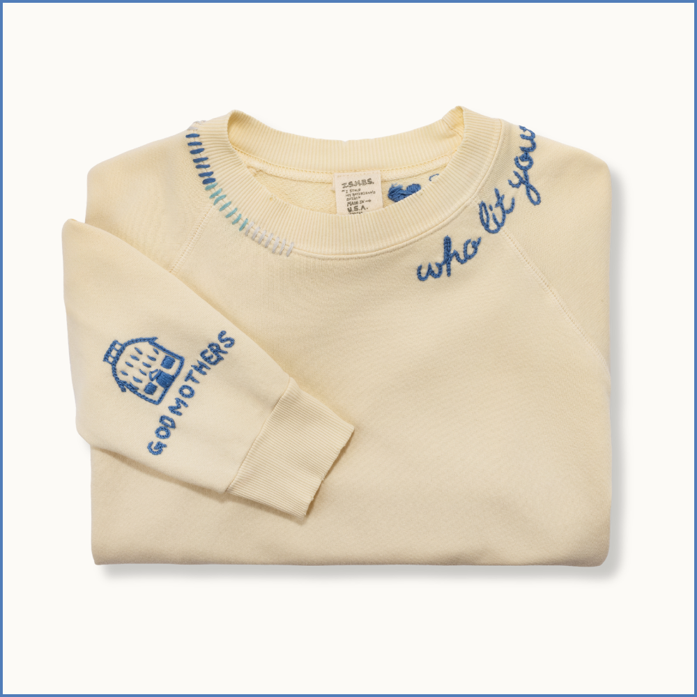 I Stole My Boyfriend's Shirt Embroidered Crewneck — Coconut