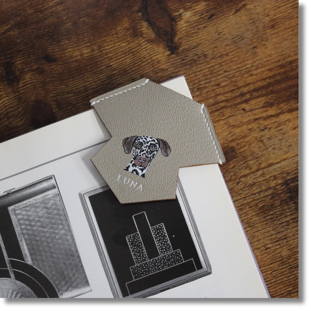 Custom-Painted Portrait Bookmark — Stone