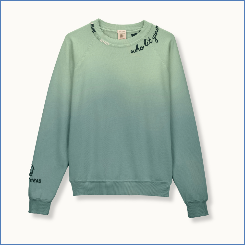 Vintage Embroidered Crewneck — Eucalyptus