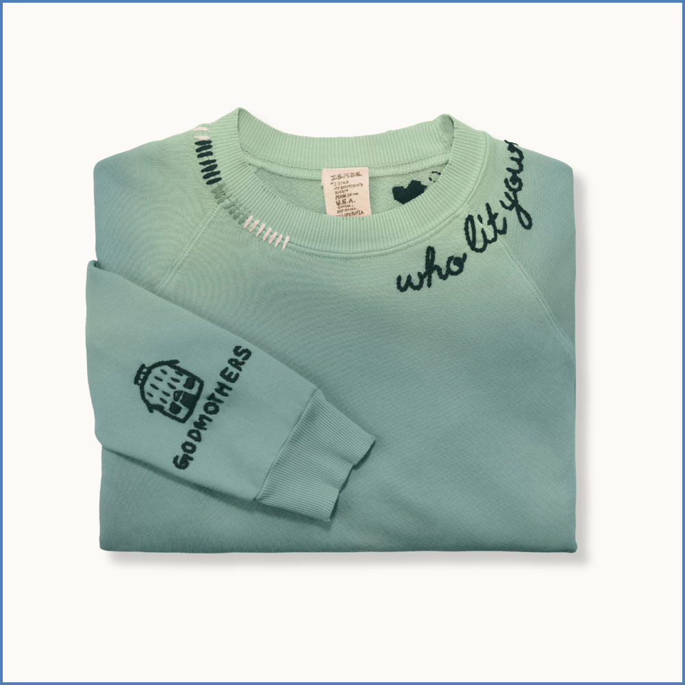 Vintage Embroidered Crewneck — Eucalyptus