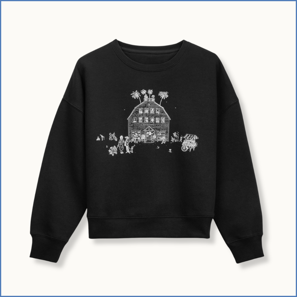 Illustrated Barn Crewneck — Black